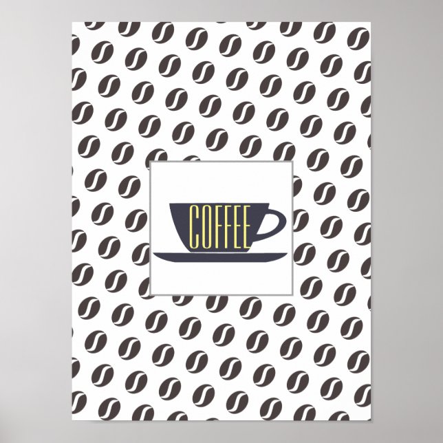 Funky Coffee Beans Muster Rahmen Word Poster (Vorne)