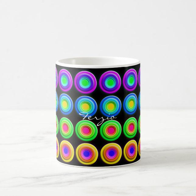 Funky Colorful 3D Circles Kaffeetasse (Mittel)