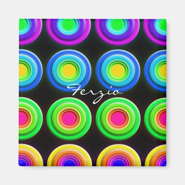 Funky Colorful 3D Circles Magnet (Vorne)
