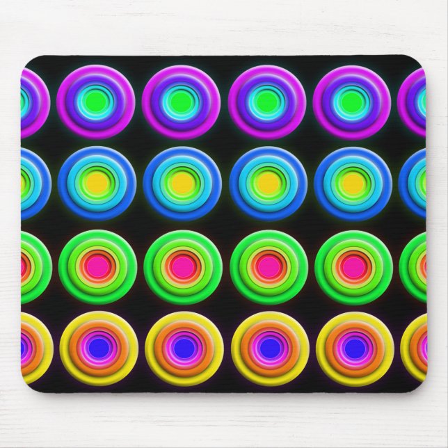 Funky Colorful 3D Circles Mousepad (Vorne)