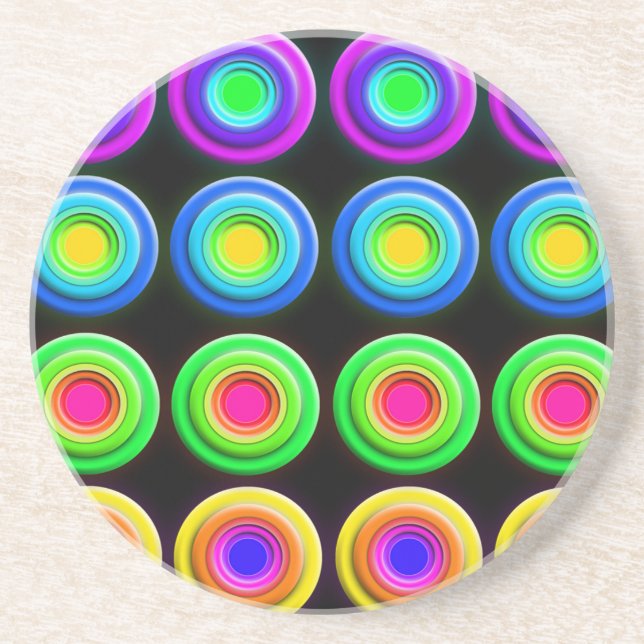 Funky Colorful 3D Circles Untersetzer (Vorne)