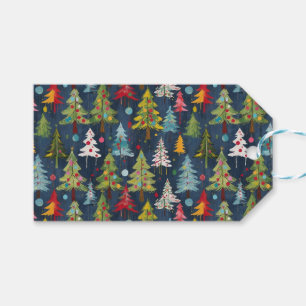 Funky Colorful Christmas Trees Geschenkanhänger
