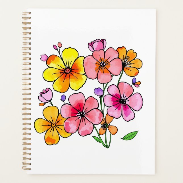 Funky Colorful Flowers Planer (Vorderseite)