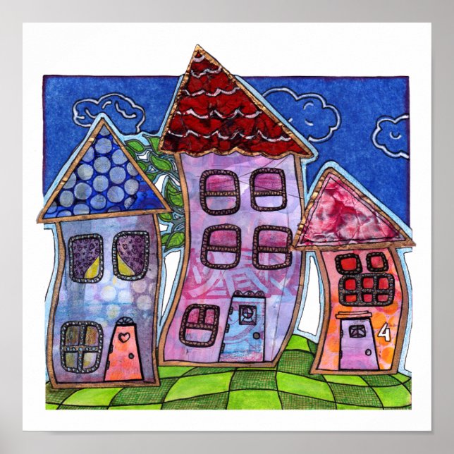Funky Colorful Houses Poster (Vorne)