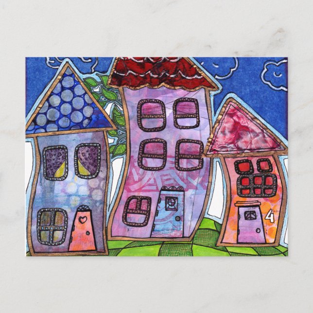 Funky Colorful Houses Postkarte (Vorderseite)