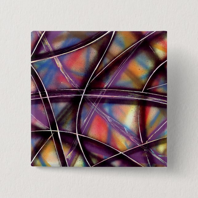Funky Colorful Overlapping Lines Button (Vorderseite)