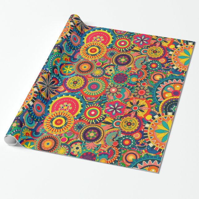 Funky Colorful Pattern Geschenkpapier (Ungerollt)