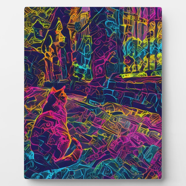 Funky Cool Colorful Cat Fotoplatte (Vorderseite)