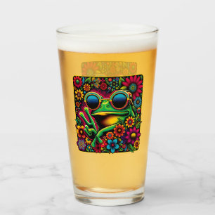 Funky Cool Frog Peace Sign Glas