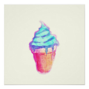 Funky cooler tropfender Eiscreme-Kegel in den Poster