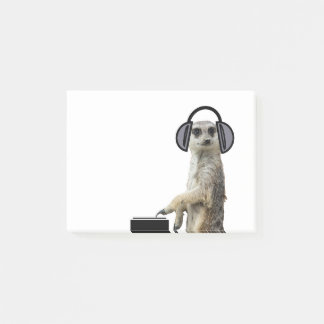Funky cooles meerkat DJ Post-it Klebezettel
