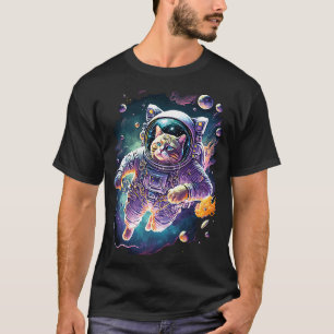 Funky Cosmic Space Cat Cat Astronaut Cat Graphic T-Shirt