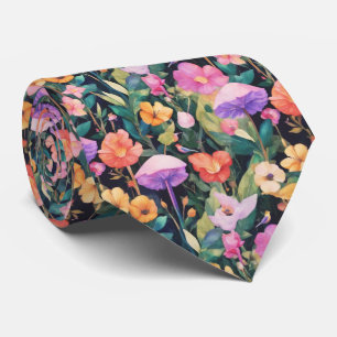 Funky Cotattcore Forest Mushroom Floral Pattern Krawatte