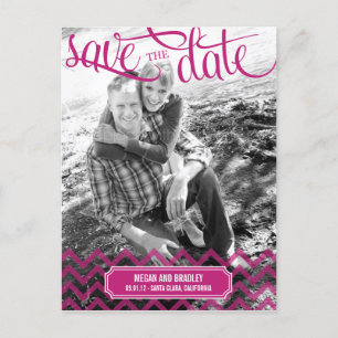 Funky Couple Save the Date Postcard - Hellrosa Ankündigungspostkarte