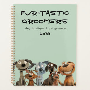 Funky Crazy Aquarelle Chien Groomers Boutique Blue