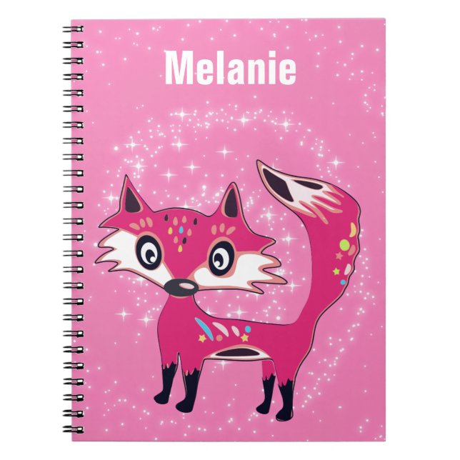 Funky Cute Pink Fuchs Personalisiert Notizblock (Vorderseite)