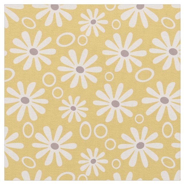 Funky Daisies and Bubbles Yellow Stoff (Nahaufnahme)