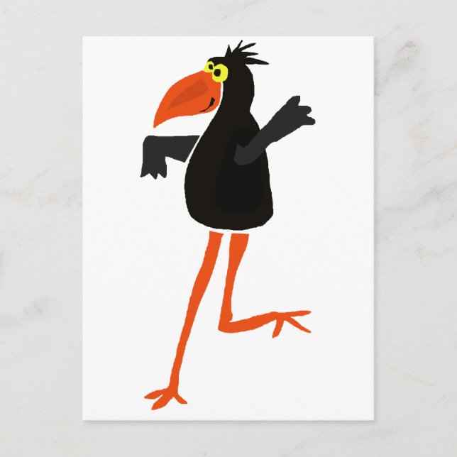 Funky Dancing Crow Cartoon Postkarte (Vorderseite)