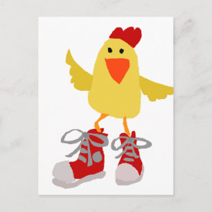 Funky Dancing Yellow Chicken Postkarte