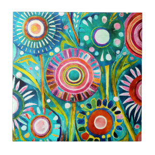 Funky Dandelions Tile Fliese
