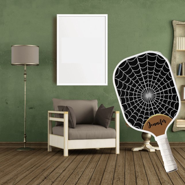 Funky Dark Halloween Spooky Spider Web Gold Arch Pickleball Schläger (Funky Dark Halloween Spooky Spider Web Gold Arch Pickleball Paddle)