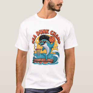 Funky-Delfin-Dunk-Afro-Basketball T-Shirt