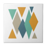 Funky Diamonds and Triangle Mid Century Modern Fliese<br><div class="desc">Mit diesem trendigen Diamanten- und Dreiecke-Keramik-Kachel verleihen Sie Ihrem Dekor einen farbenfrohen Pop. Die hellen und kühnen Farbtöne Türkis,  Blau,  Orange und Bräune sind hier zu finden.</div>