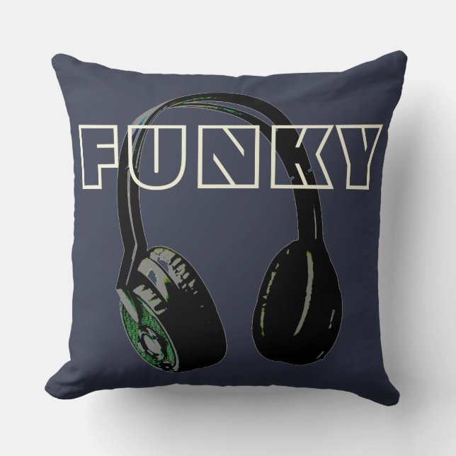 Funky Disco Headphone Music Entertainment Retro Kissen (Vorderseite)