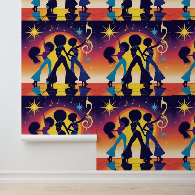 Funky Disco Party Peel and Stick Wall Decke Tapete (Anwendung)