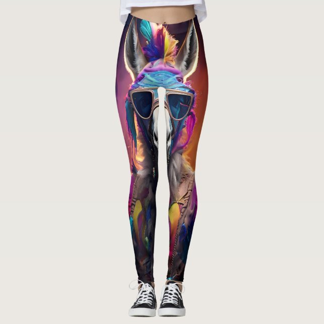 Funky Donkey Blue Glasses Leggings (Vorderseite)