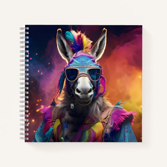 Funky Donkey Blue Glasses Notizbuch (Vorderseite)