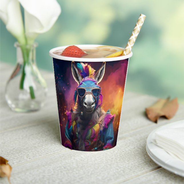 Funky Donkey Blue Glasses Pappbecher (In Situ)
