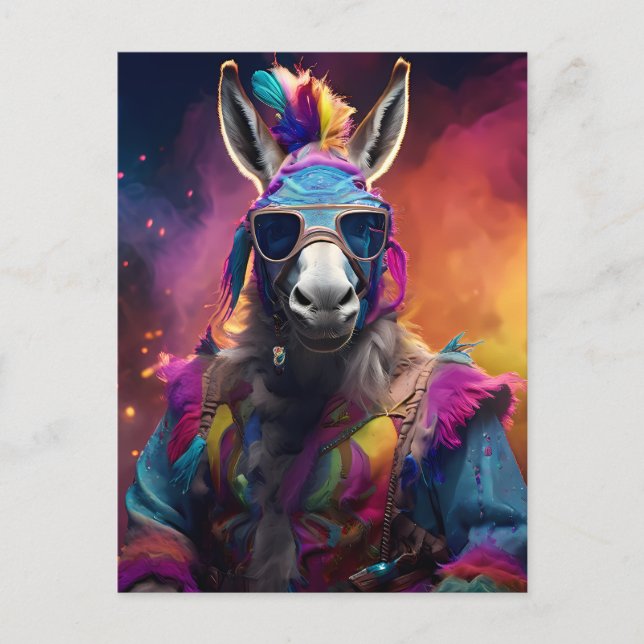 Funky Donkey Blue Glasses Postkarte (Vorderseite)