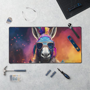 Funky Donkey Blue Glasses Schreibtischunterlage