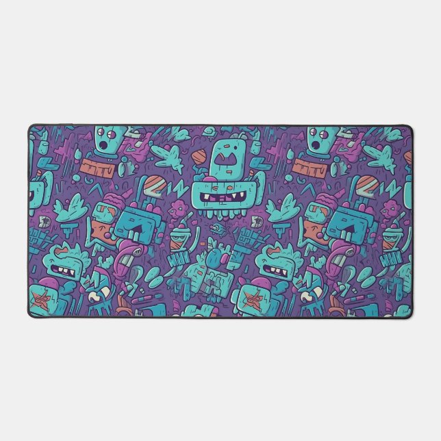 Funky Doodle Monster Party Schreibtischunterlage (Vorderseite)