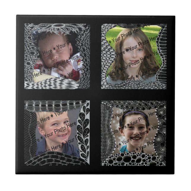 Funky Doodle Picture Frame Collage Fliese (Vorderseite)