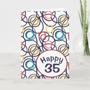 Funky Doodles zum 35. Geburtstag Karte