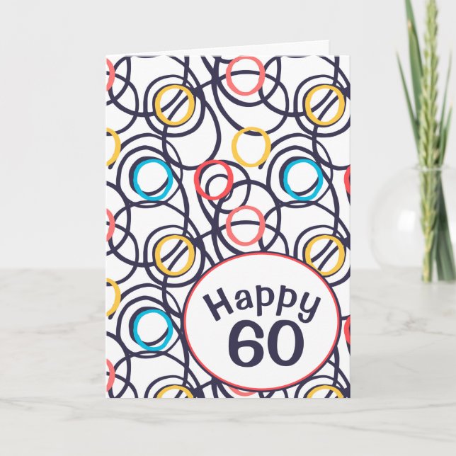 Funky Doodles zum 60. Geburtstag Karte (Vorderseite)