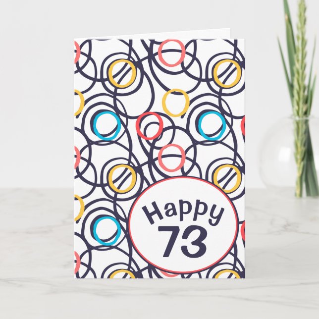 Funky Doodles zum 73. Geburtstag Karte (Vorderseite)