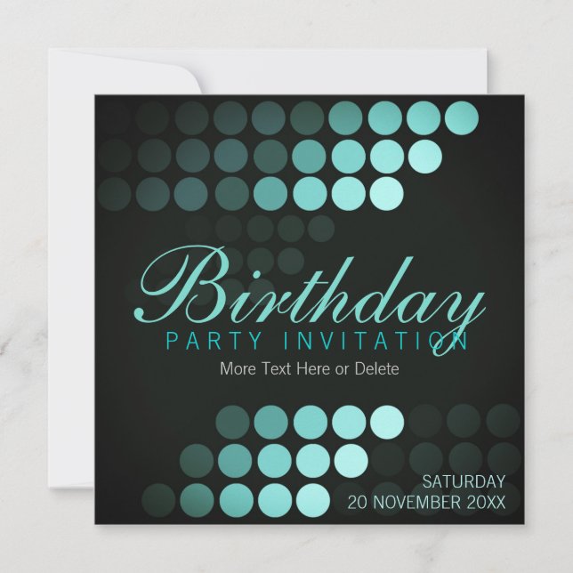 Funky Dots Blues Anniversaire Fête Invitation (Devant)