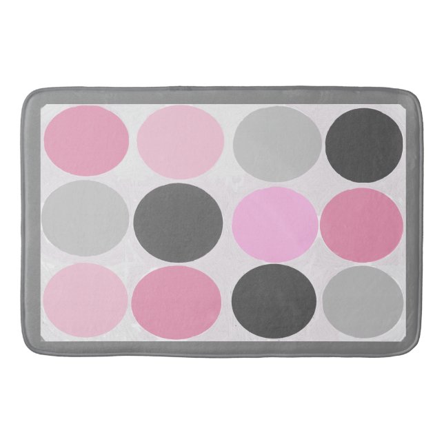 Funky dots / Rosa Kohle Grau Fuzzy Badematte (Vorderseite)