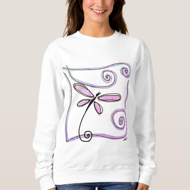 Funky Dragonfly Abstrakt Wearable Art Sweatshirt (Vorderseite)