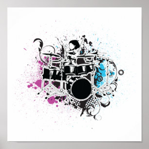 Funky Drummer Vektordesign Poster