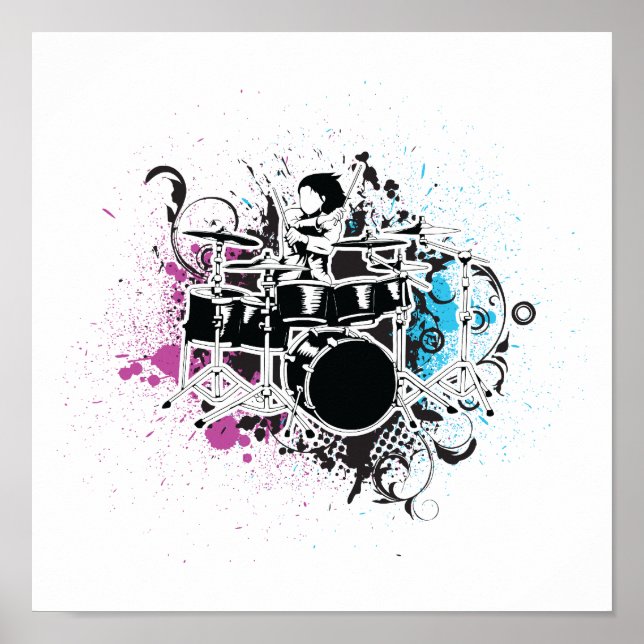 Funky Drummer Vektordesign Poster (Vorne)