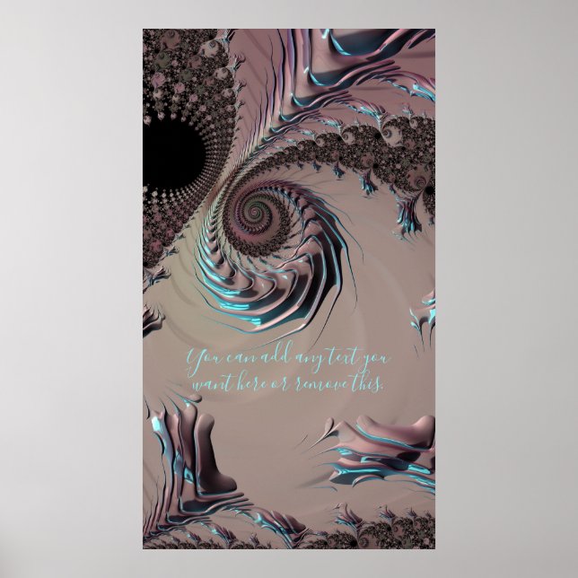 Funky Edgy Metallic Fraktal Abstrakt Addieren Poster (Vorne)