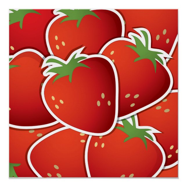 Funky Erdbeeren Poster (Vorderseite)