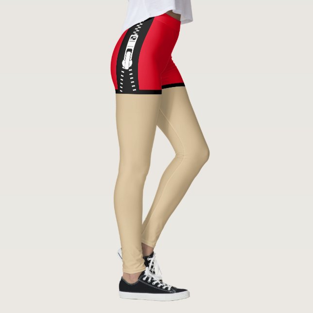 Funky Fake Shorts Einzigartiges Design Zipper Chic Leggings (Rechts)