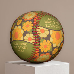 Funky Farbige Erdige Blumige Musterung - Monogramm Baseball