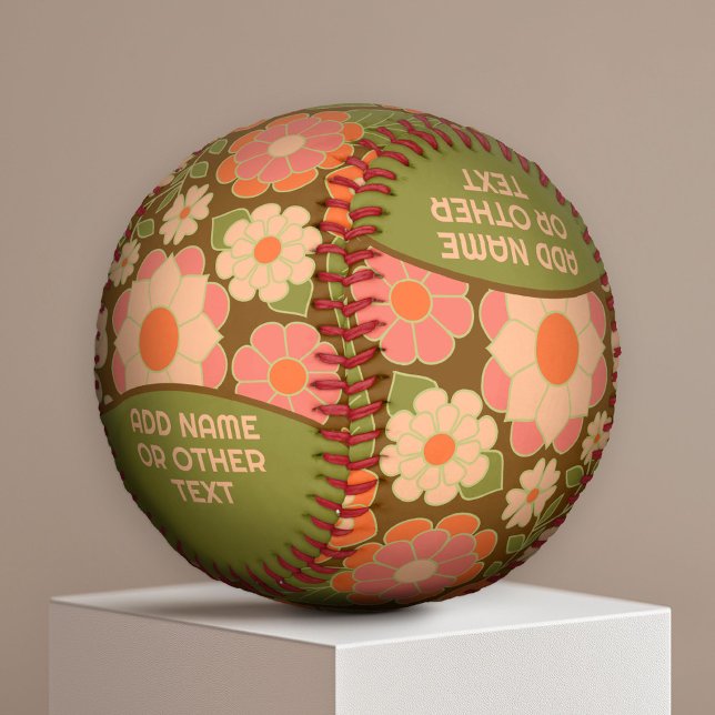 Funky Farbige Erdige Blumige Musterung - Monogramm Baseball (Von Creator hochgeladen)