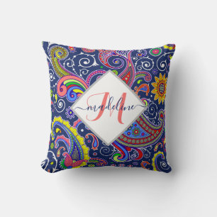 Funky farbige Paisley personalisiert Kissen